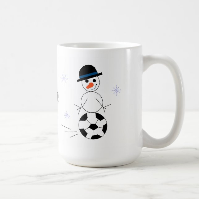 Snowman Soccer Player Coffee Mug (Right)