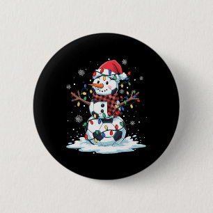 Snowman Soccer Player Santa Hat Christmas Funny Me 6 Cm Round Badge