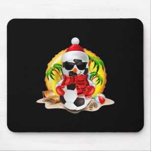 Snowman Soccer Santa Hat Christmas In July Summer Mouse Pad