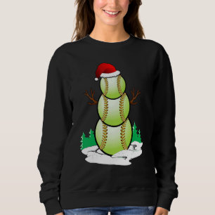 Snowman Softball Ball Santa Hat Christmas Pajama X Sweatshirt