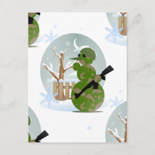 snowman soldier christmas holiday postcard