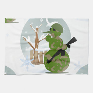 snowman soldier christmas tea towel