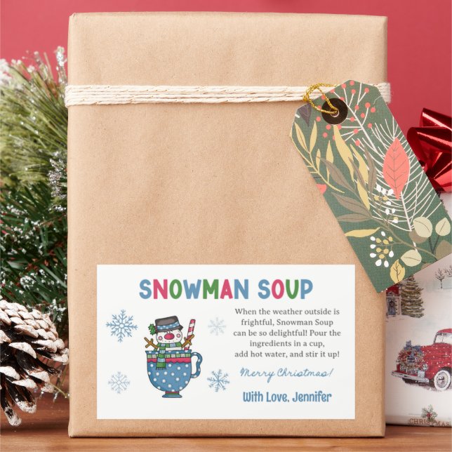 Snowman Soup Recipe Snowman Soup Favour Label (Holiday)