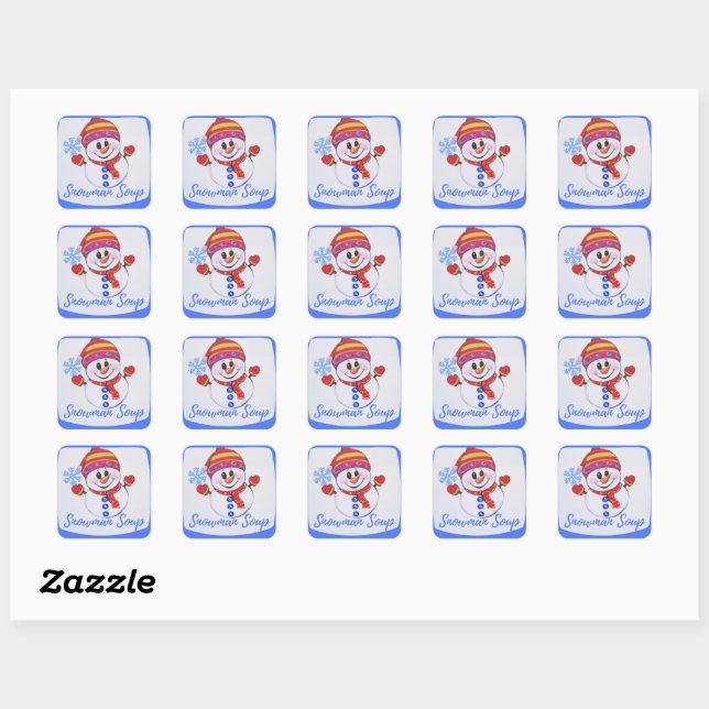 Snowman Soup  Square Sticker (Sheet)
