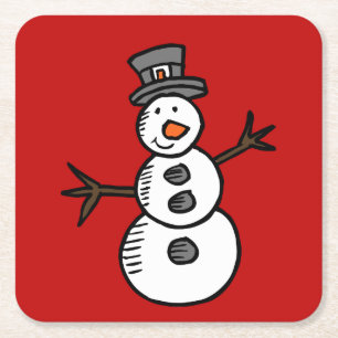 Snowman Square Paper Coaster
