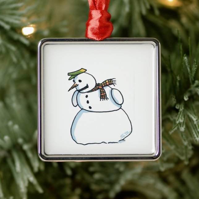 Snowman square premium ornament (Tree)