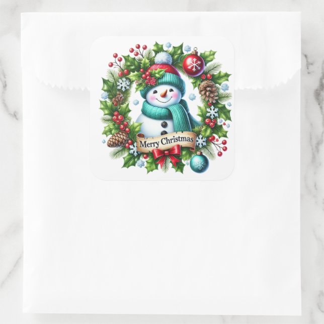 Snowman Square Sticker (Bag)