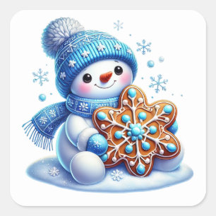 Snowman Square Sticker