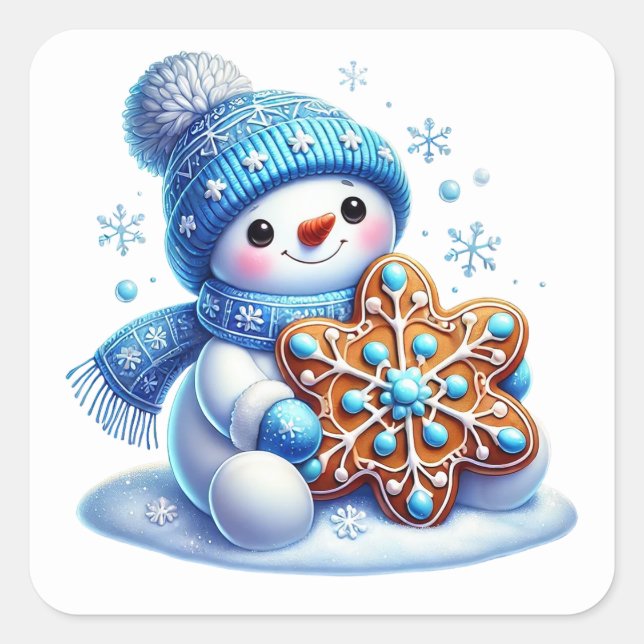 Snowman Square Sticker (Front)