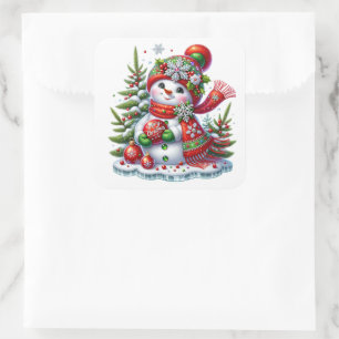 Snowman Square Sticker