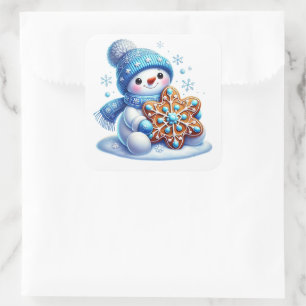 Snowman Square Sticker