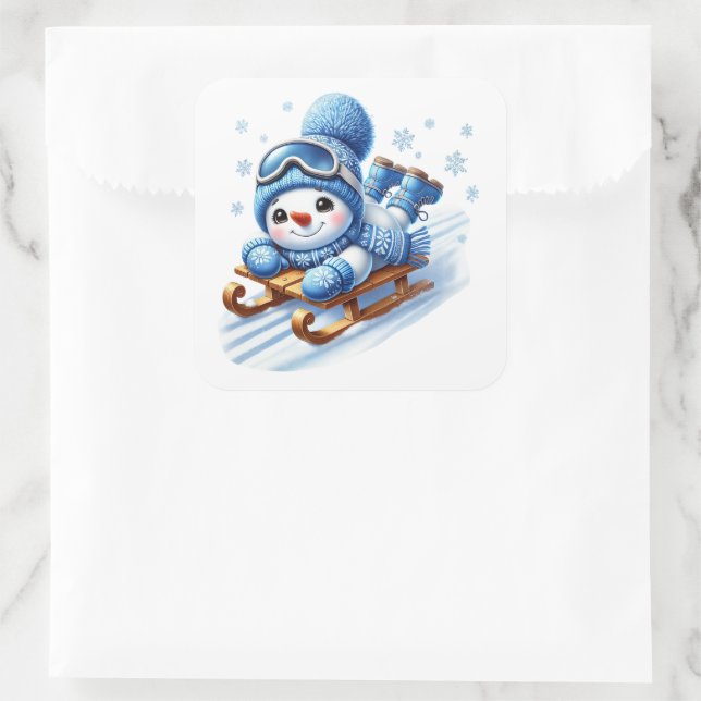 Snowman Square Sticker (Bag)