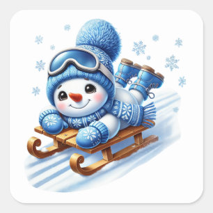 Snowman Square Sticker