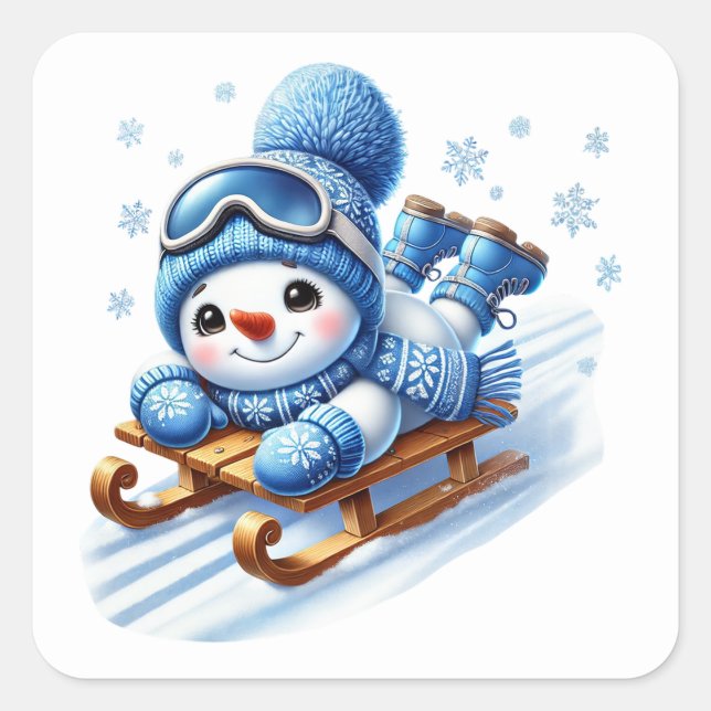 Snowman Square Sticker (Front)