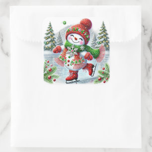 Snowman Square Sticker