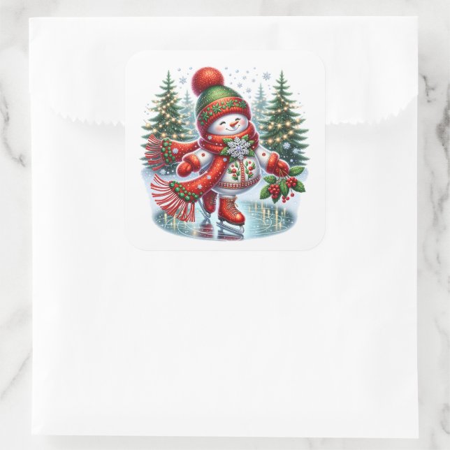 Snowman Square Sticker (Bag)
