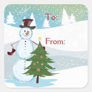 Snowman Square Sticker