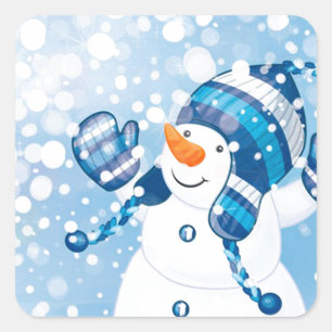 Snowman Square Sticker