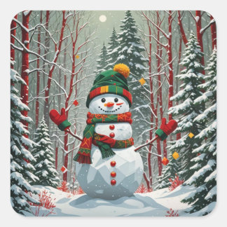 Snowman Square Sticker