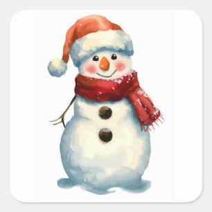 Snowman Square Sticker