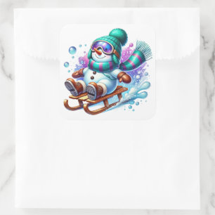 Snowman Square Sticker