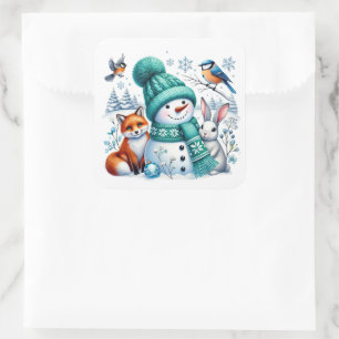 Snowman Square Sticker
