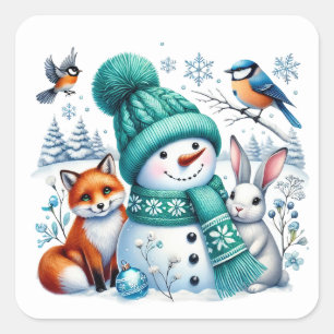 Snowman Square Sticker