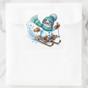 Snowman Square Sticker