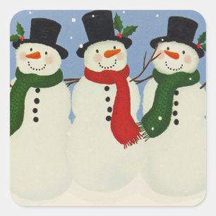 Snowman Square Sticker