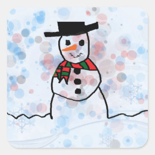Snowman Square Sticker