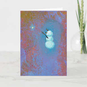 Snowman star belief unique Holiday Christmas art Card