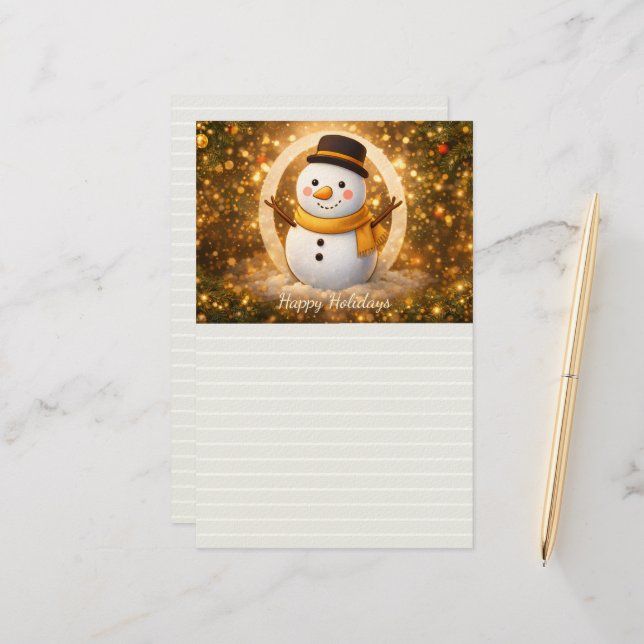 Snowman Stationery (Front/Back In Situ)
