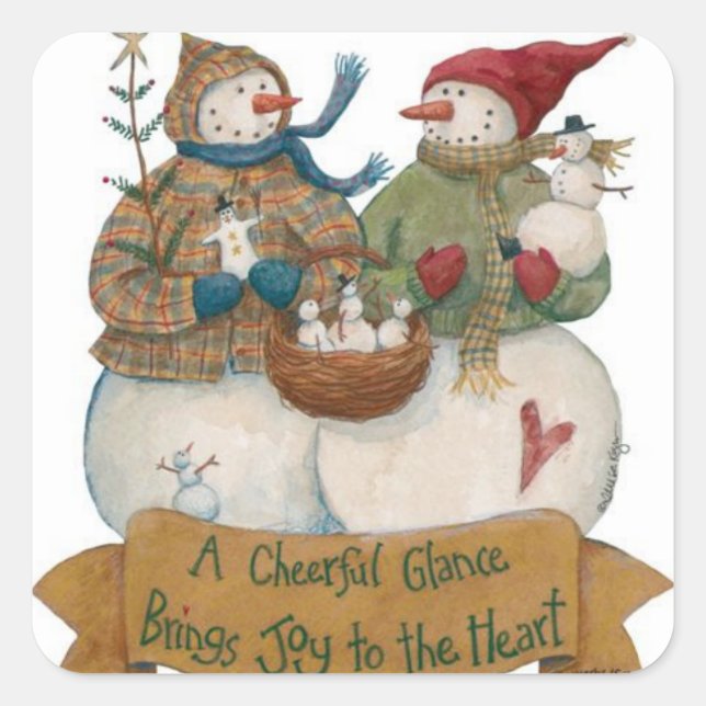 Snowman Sticker Cheerful Glance Joy to the Heart (Front)