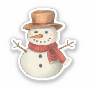 Snowman Sticker   Cosy Winter Character Doodle