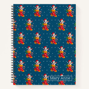 Snowman Stocking Candy Cane and Snowflakes Pattern Notebook