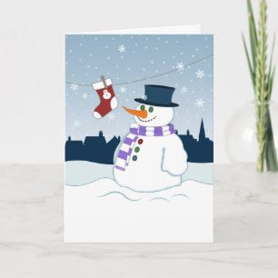 Snowman & Stocking Christmas Holiday Card