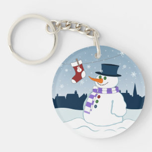 Snowman & Stocking Christmas Key Ring