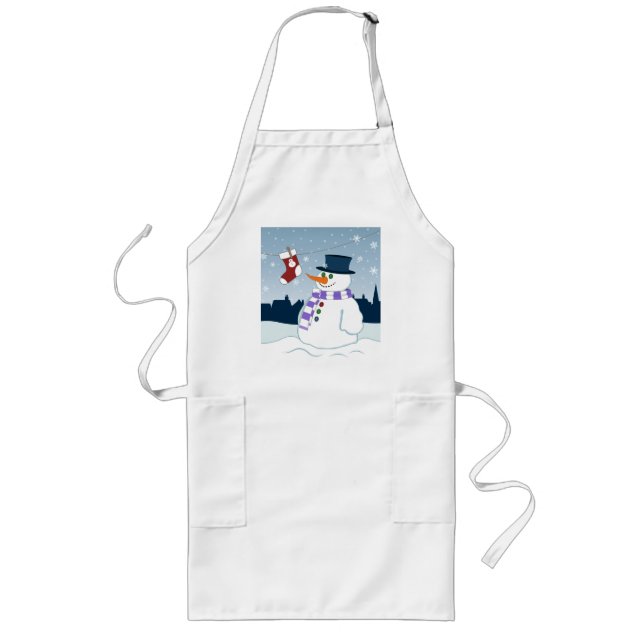 Snowman & Stocking Christmas Long Apron (Front)