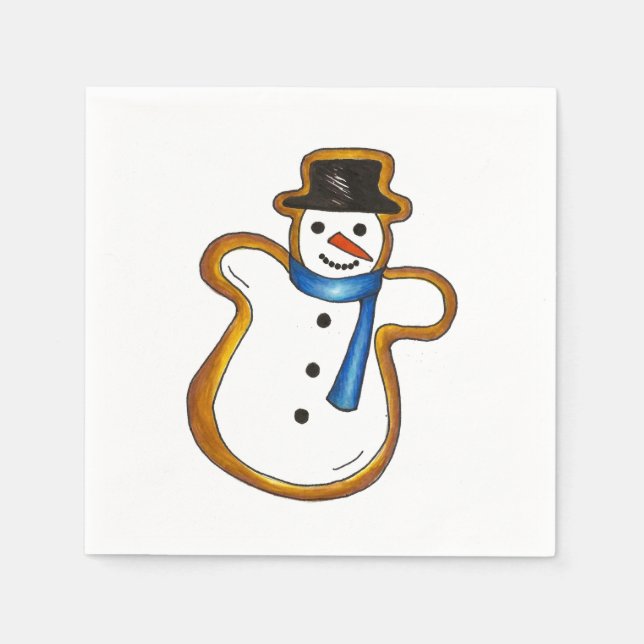 Snowman Sugar Cookie Christmas Winter Hanukkah Napkin (Front)