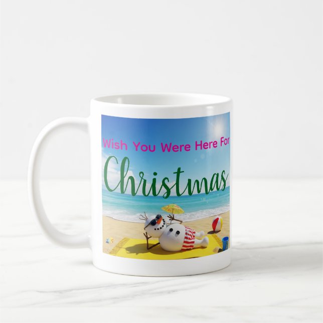 Snowman Sunbathing Coffee Mug (Left)