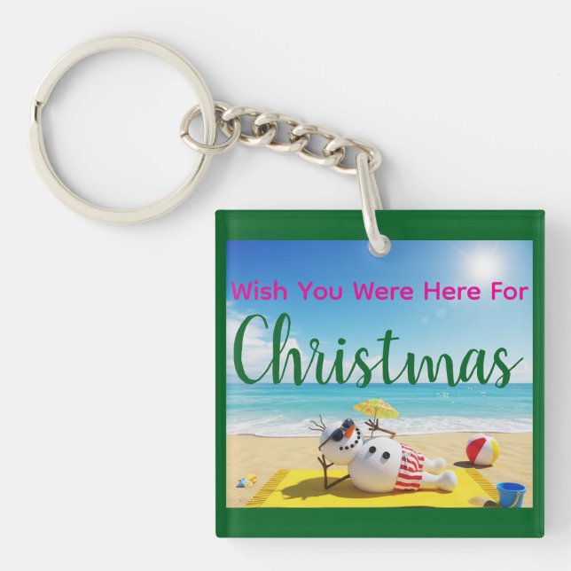Snowman Sunbathing Key Ring (Front)