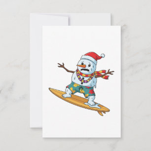 Snowman Surfer Christmas 2026 Funny Holiday Sports Card