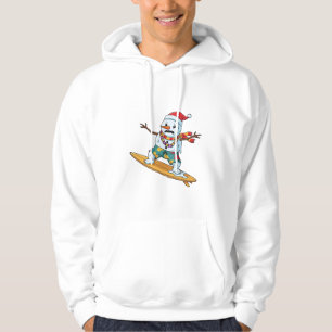 Snowman Surfer Christmas 2026 Funny Holiday Sports Hoodie