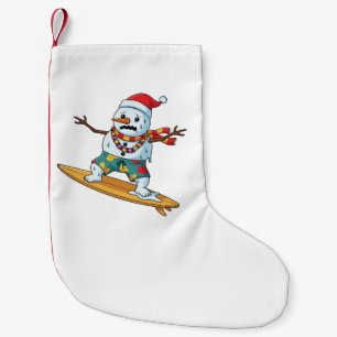 Snowman Surfer Christmas 2026 Funny Holiday Sports Small Christmas Stocking