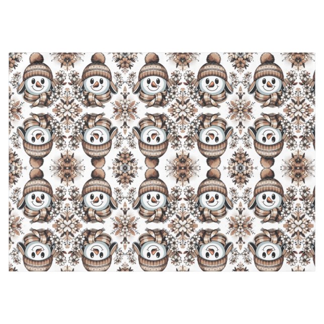  Snowman: Symmetrical Floral Design with Winter  Tablecloth (Front (Horizontal))
