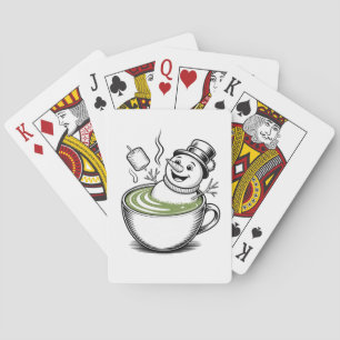 Snowman Taking Bathub On Macha Christmas Playing Cards
