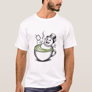 Snowman Taking Bathub On Macha Christmas T-Shirt