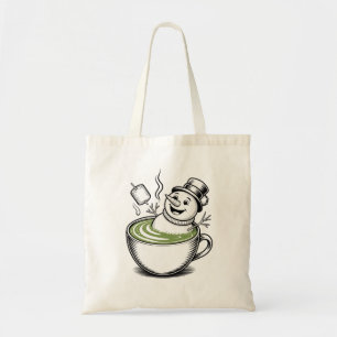 Snowman Taking Bathub On Macha Christmas Tote Bag