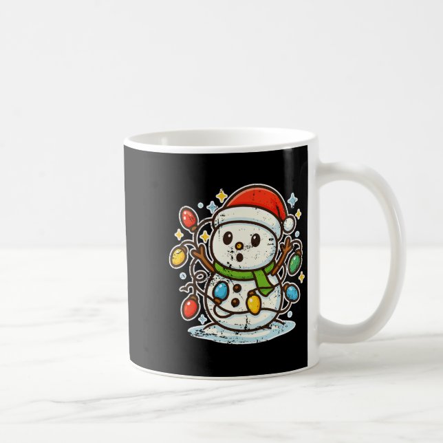 Snowman Tangled In Holiday Lights Premium Tri-blen Coffee Mug (Right)