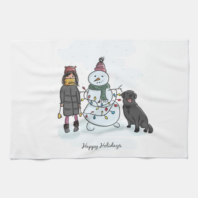 Snowman Tea Towel (Horizontal)
